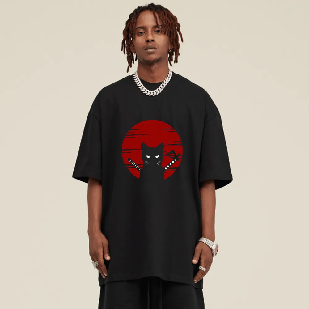 Red Sun Black Cat T-shirt