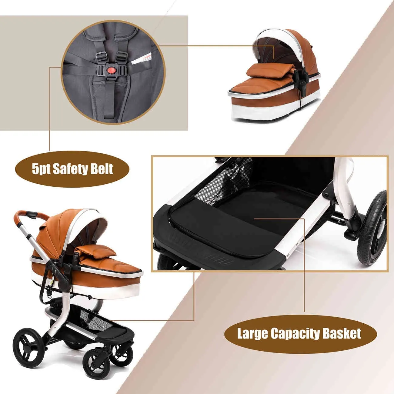 Red Upgraded Luxury 3-in-1 Baby Stroller & Car Seat