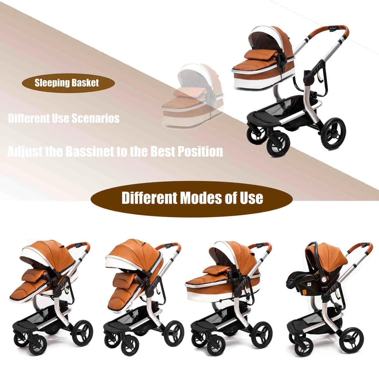 Red Upgraded Luxury 3-in-1 Baby Stroller & Car Seat