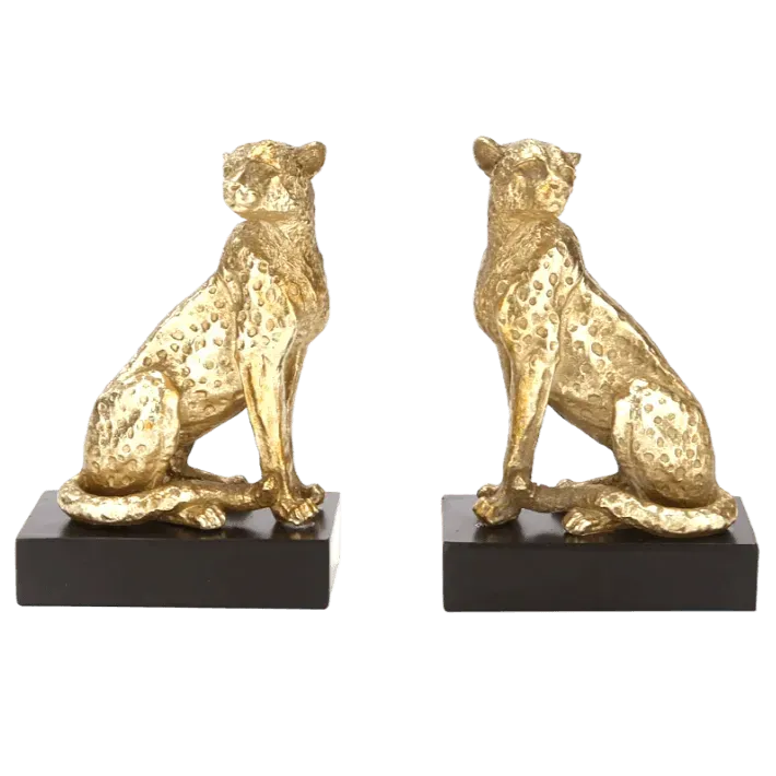 Regal Gold Leopards Decorative Bookends