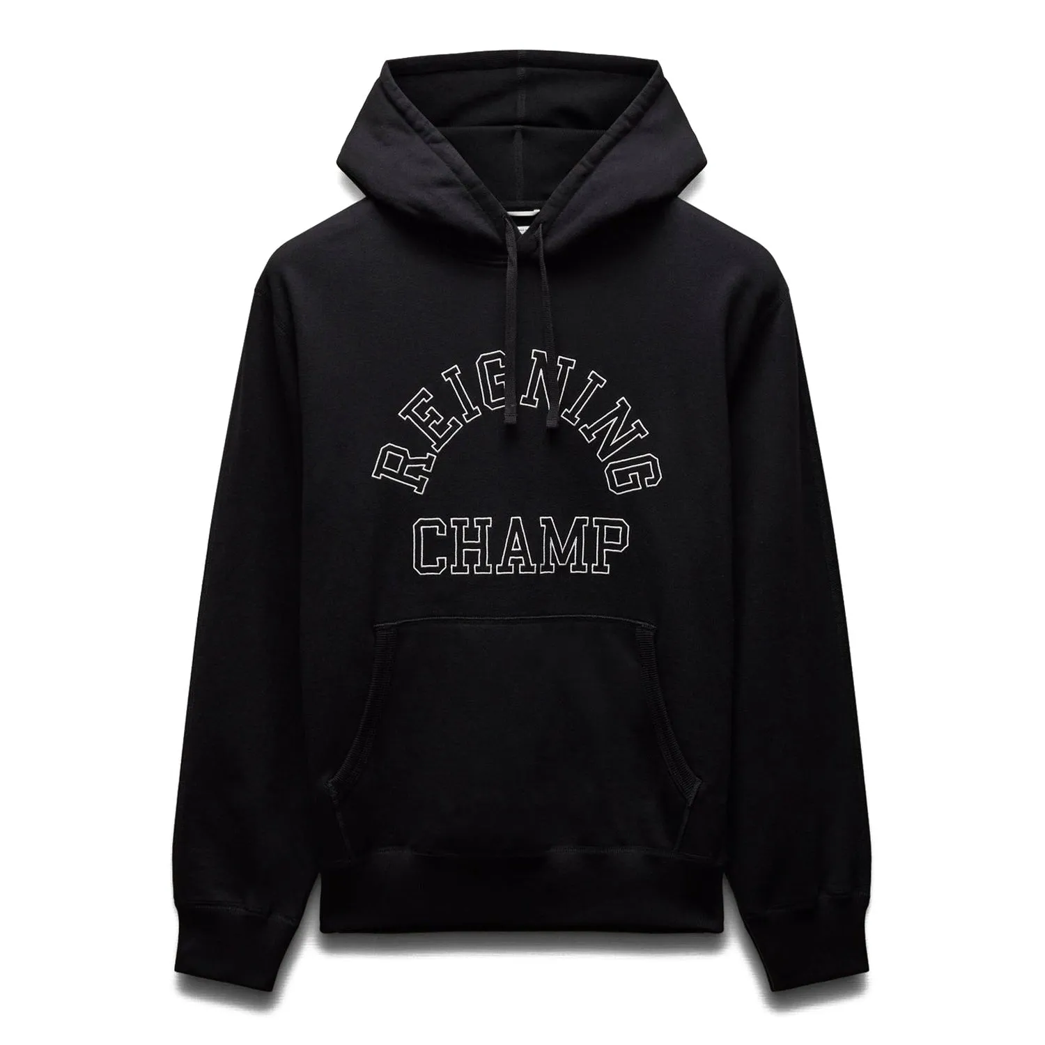 Reigning Champ Men Midweight Terry Arch Logo Hoodie Black White RC-3438-BLW
