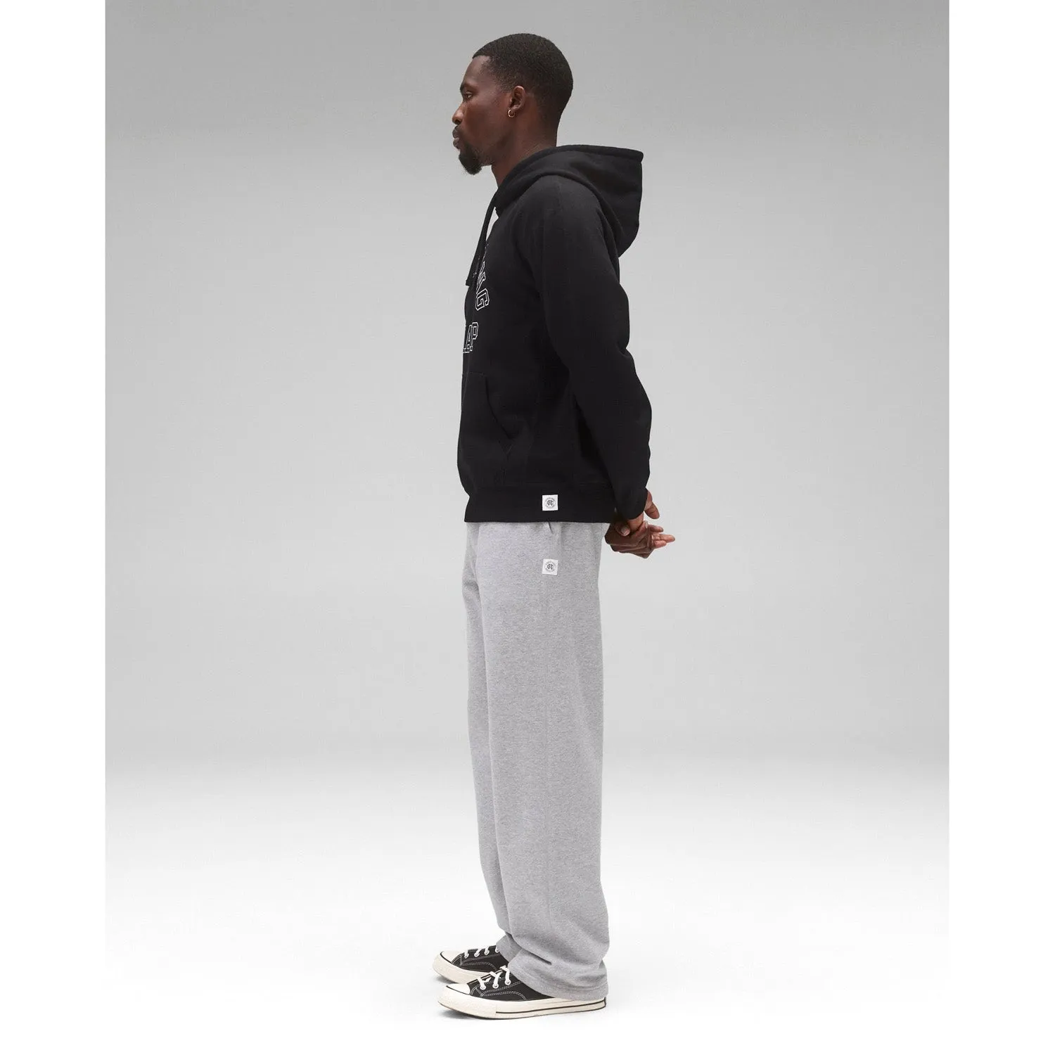 Reigning Champ Men Midweight Terry Arch Logo Hoodie Black White RC-3438-BLW