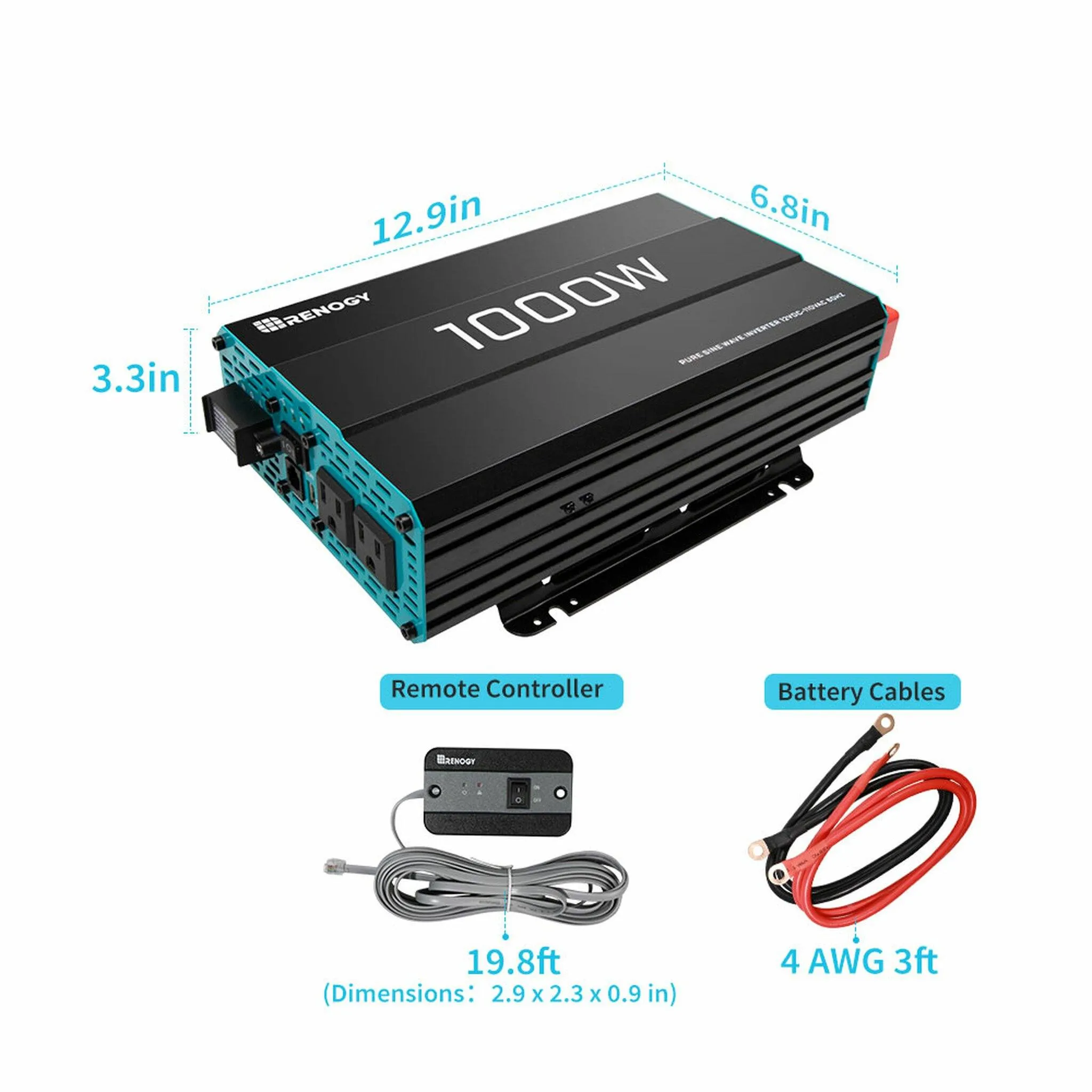 Renogy 1000W 12V Pure Sine Wave Inverter