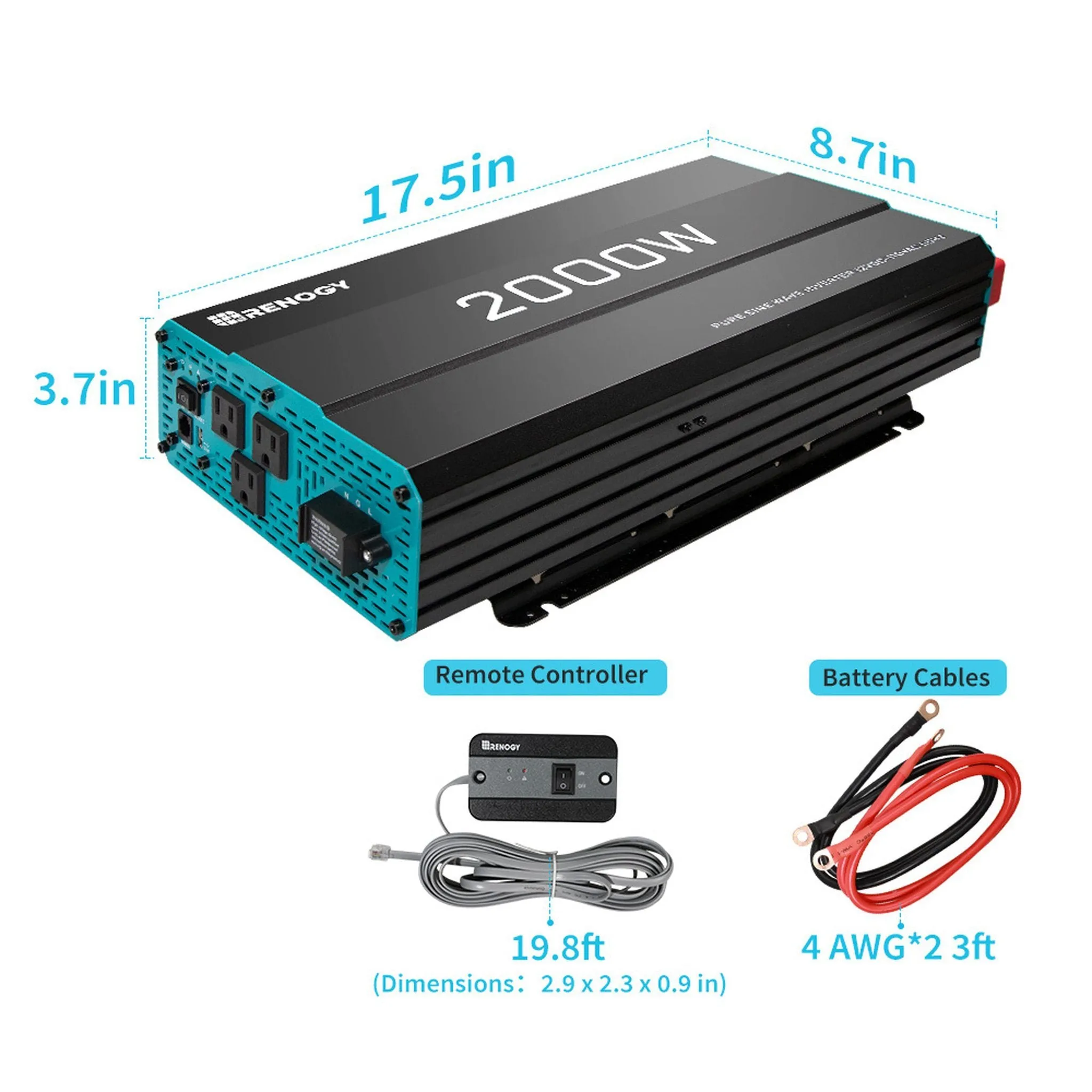 Renogy 2000W 12V Pure Sine Wave Inverter