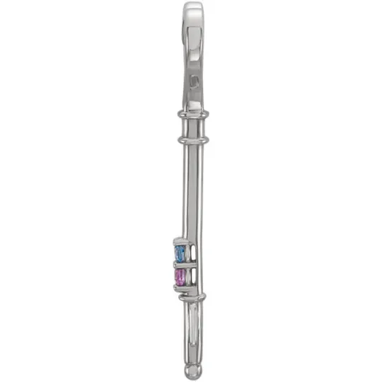 RESERVED FOR Susan Jordan: Key & Heart Mothers Pendant 14kt White Gold with 18" 14kt White Cable Chain 2.0mm 6 Stones
