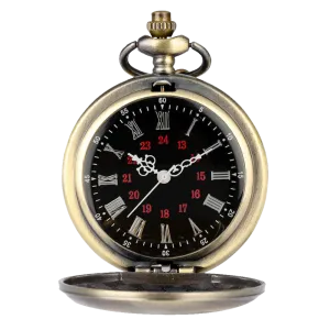 Retro Bronze Roman Quartz Pocket Watch