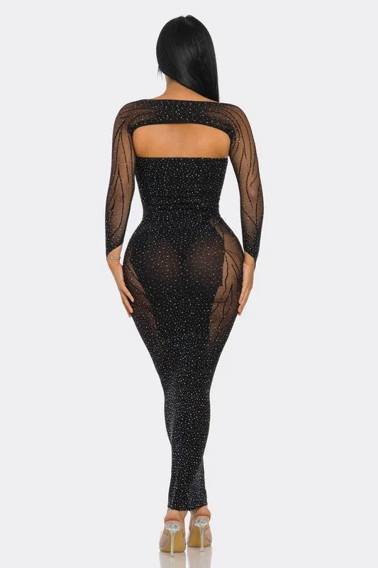 Rhinestone Embellished Seamless Dress