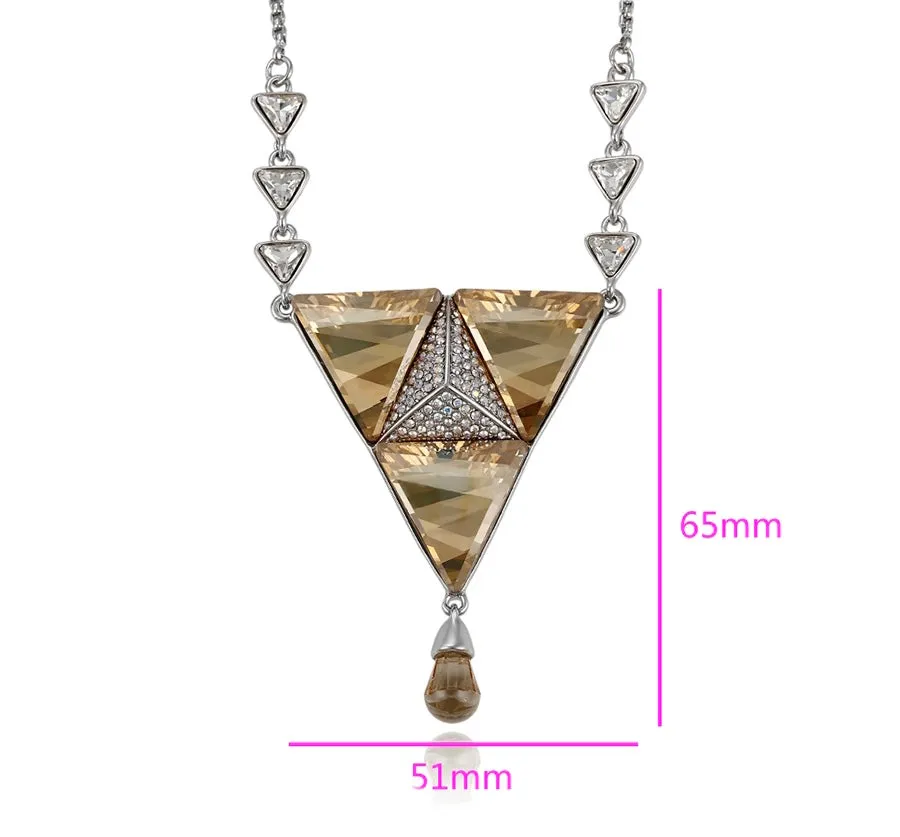 Rhodium plated  Crystal & CZ Diamond Luxury Necklace