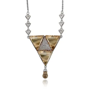 Rhodium plated  Crystal & CZ Diamond Luxury Necklace