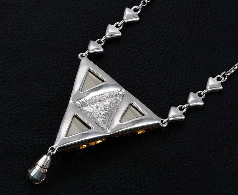 Rhodium plated  Crystal & CZ Diamond Luxury Necklace