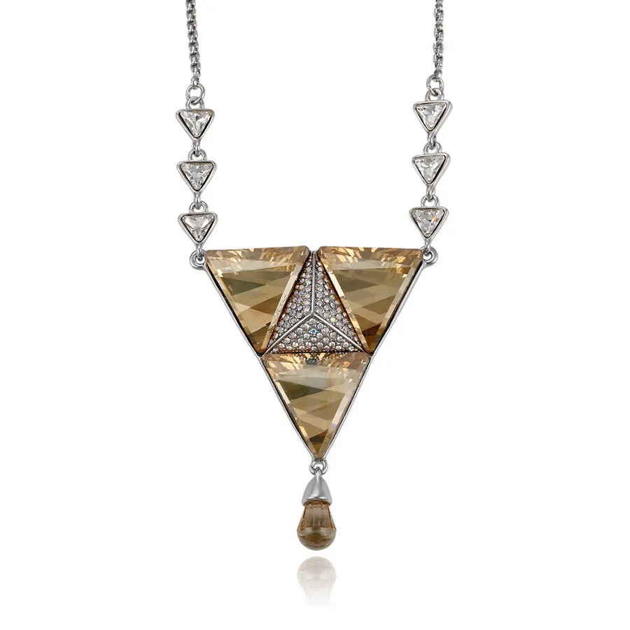 Rhodium plated  Crystal & CZ Diamond Luxury Necklace