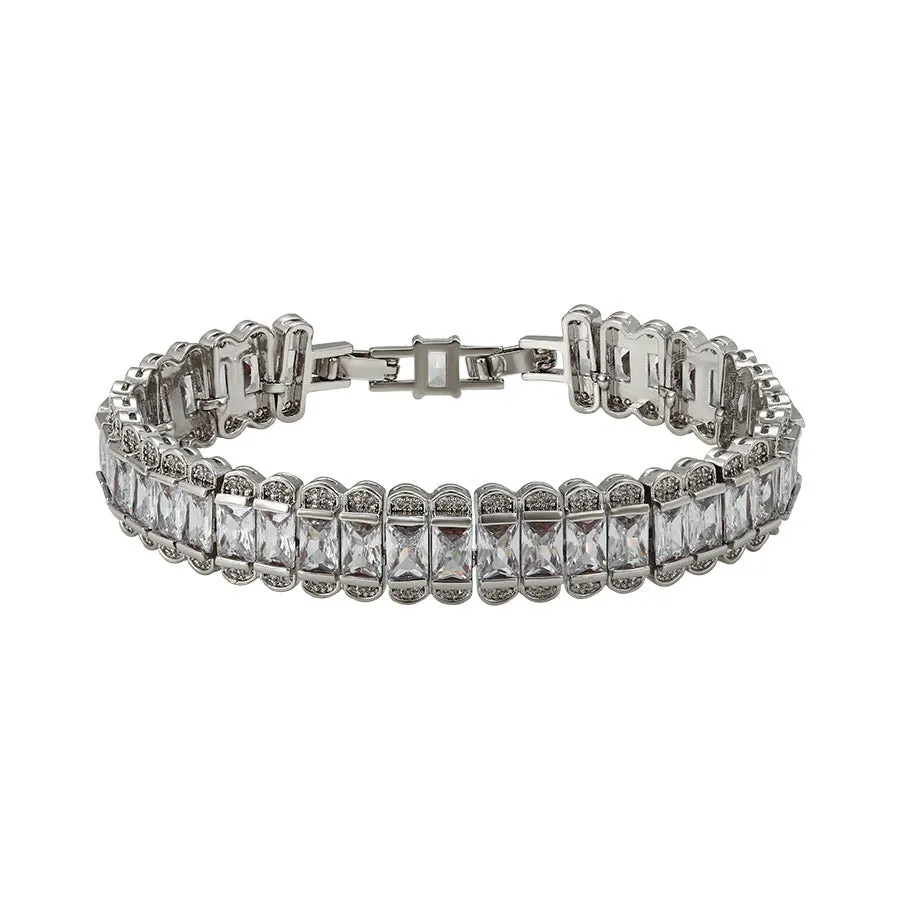 Rhodium Plated CZ Diamond Bracelet