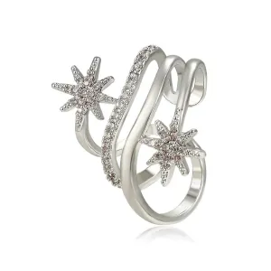 Rhodium Plated Diamond Star Ear Cuff