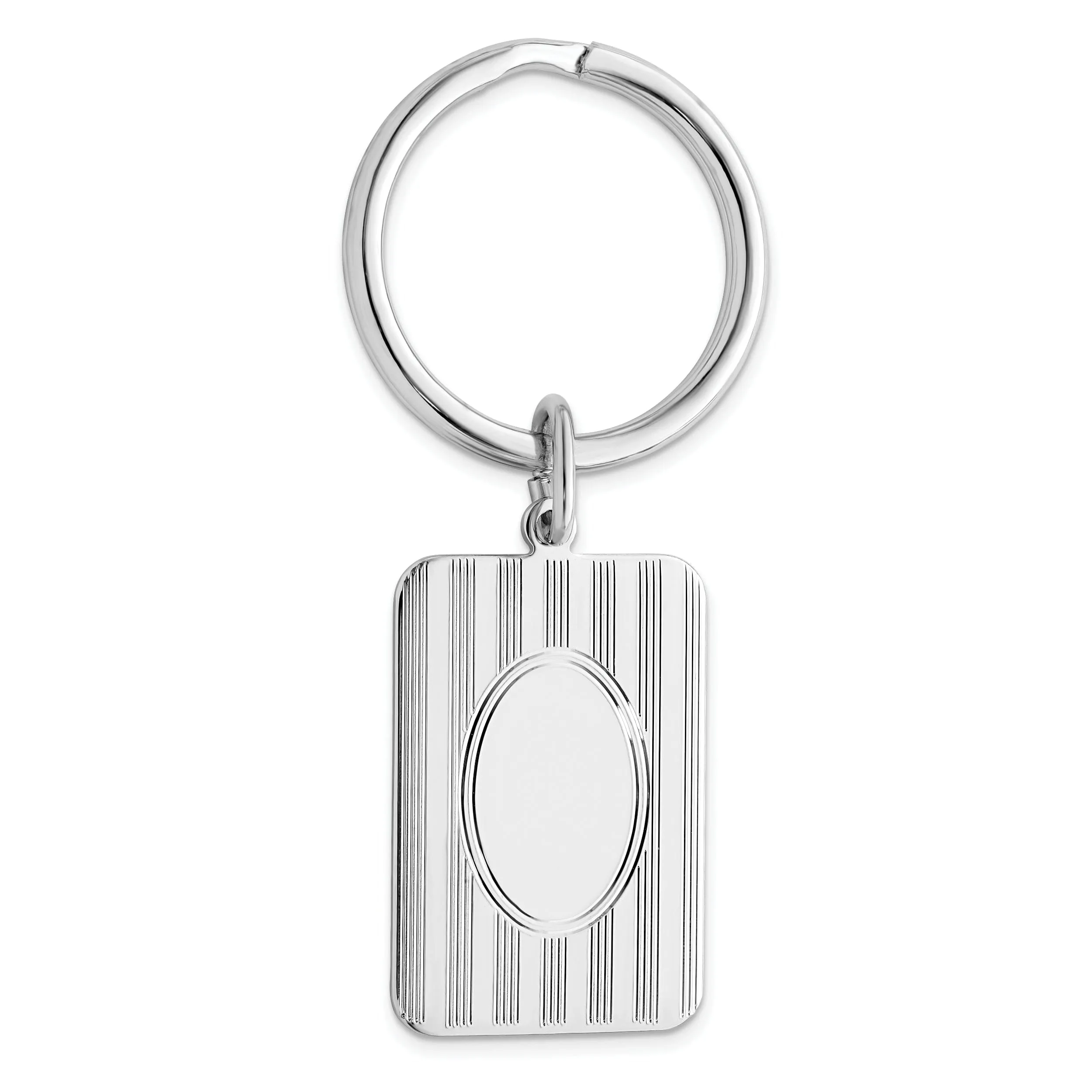 Rhodium Plated Horizontal Lines Key Ring