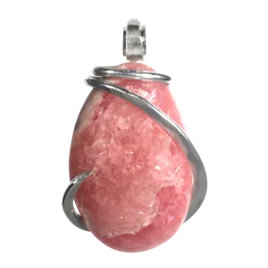 Rhodochrosite Handmade Crystal Pendant Wrapped in Silver