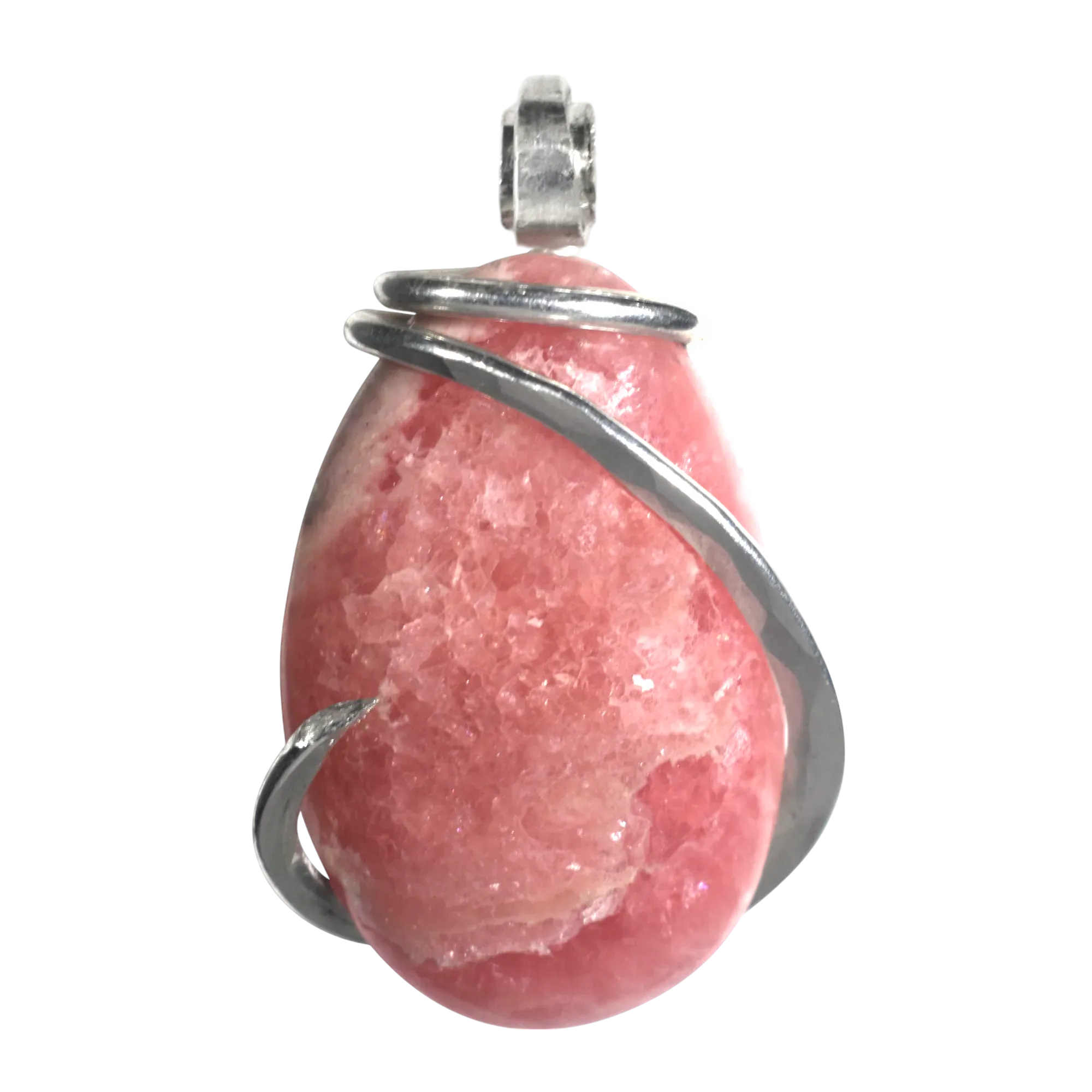 Rhodochrosite Handmade Crystal Pendant Wrapped in Silver