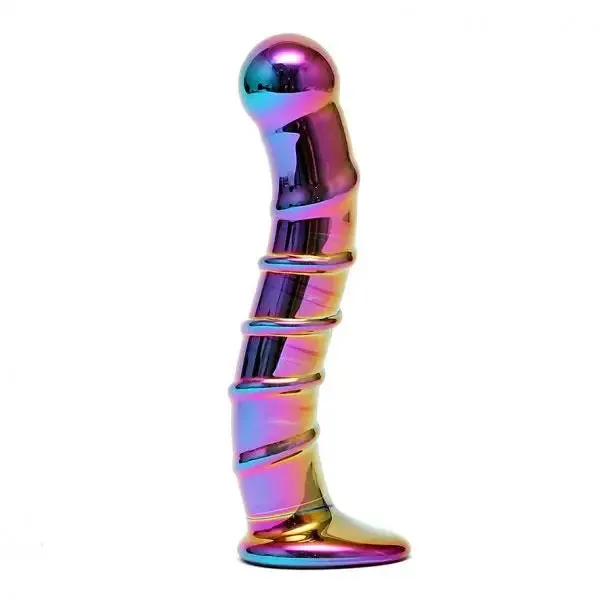Rimba 6.75-inch Sensual Multi-coloured Curved Glass Dildo