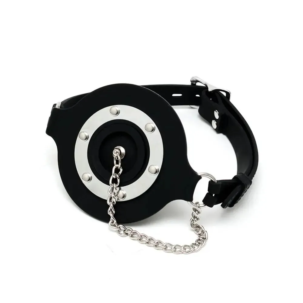Rimba Black Silicone Bondage Mouth Gag with Opening and Stopper