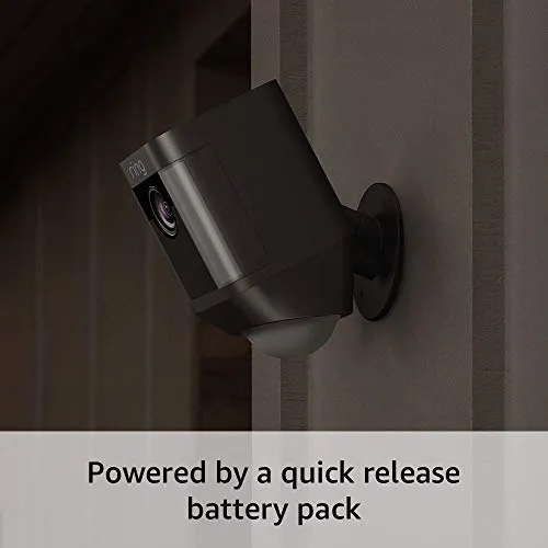 Ring Spotlight Cam Battery HD Security Camera - 3-Pack (Black) and Echo Dot (4th Gen)