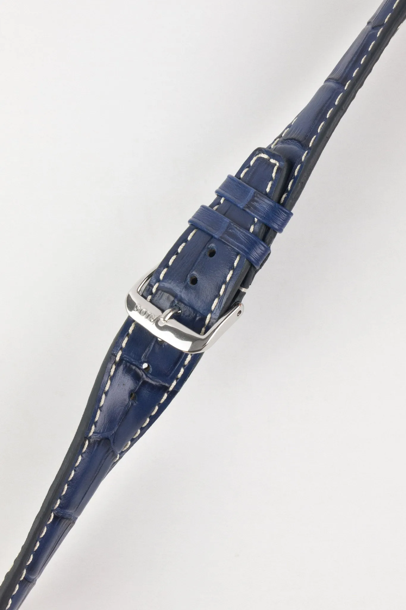 RIOS1931 BOSTON Alligator-Embossed Leather Watch Strap in NAVY BLUE