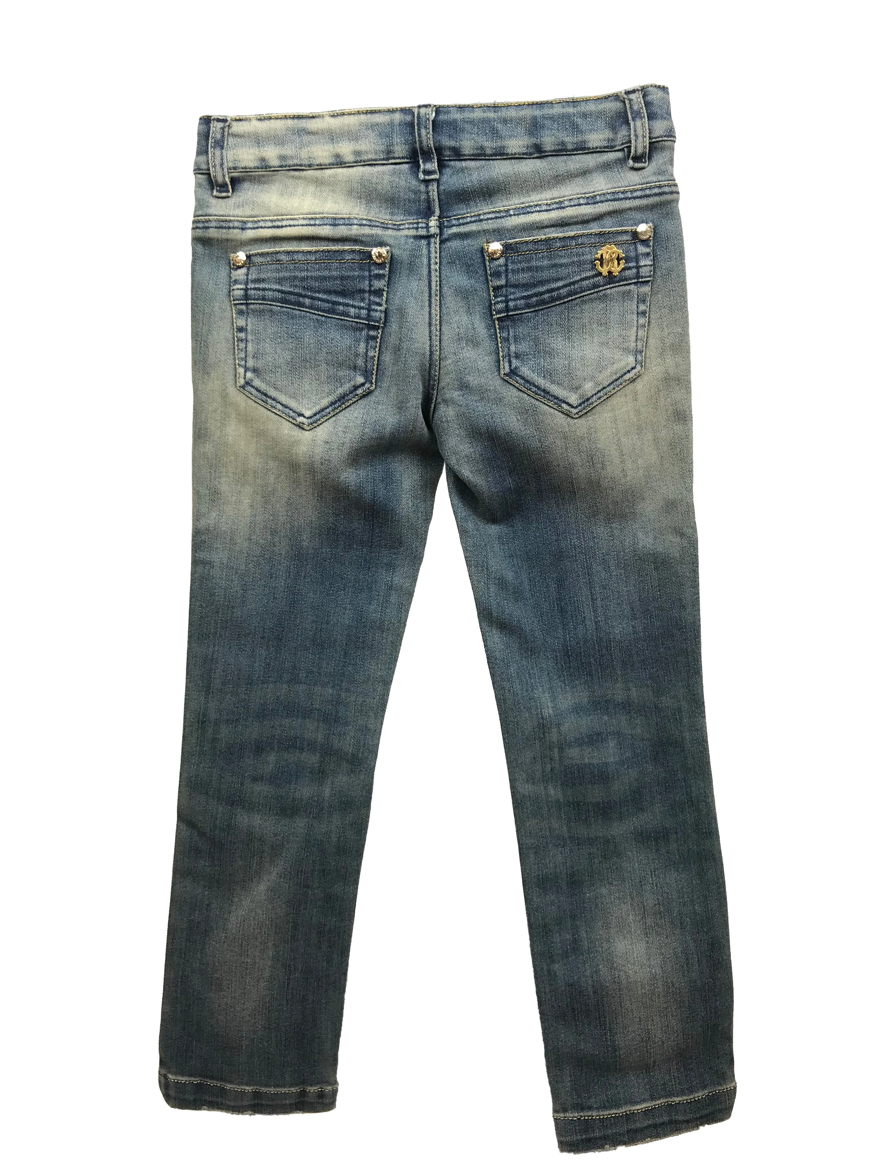 Roberto Cavalli Girl Studded Denim Jeans with adjustable waist