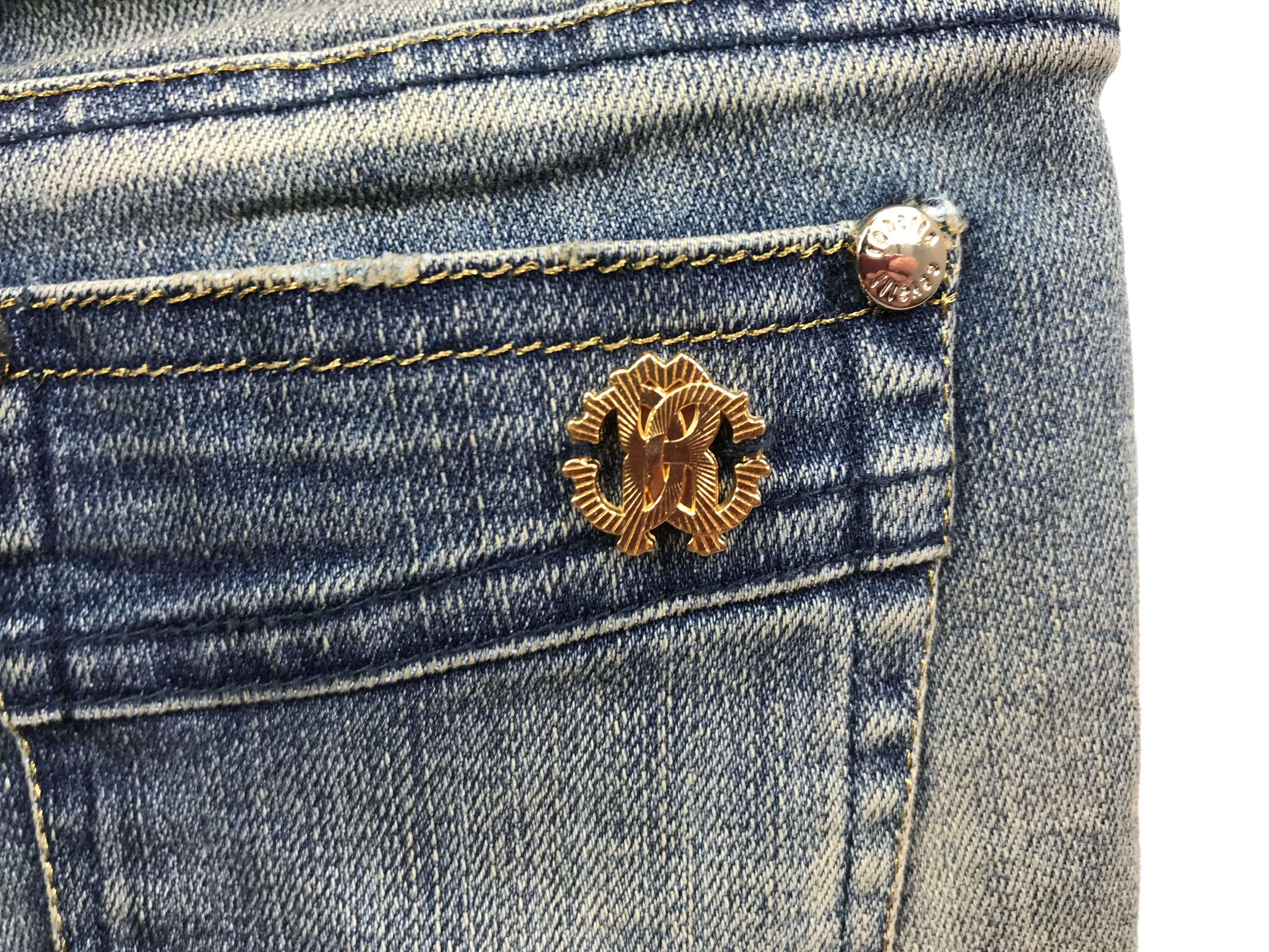Roberto Cavalli Girl Studded Denim Jeans with adjustable waist