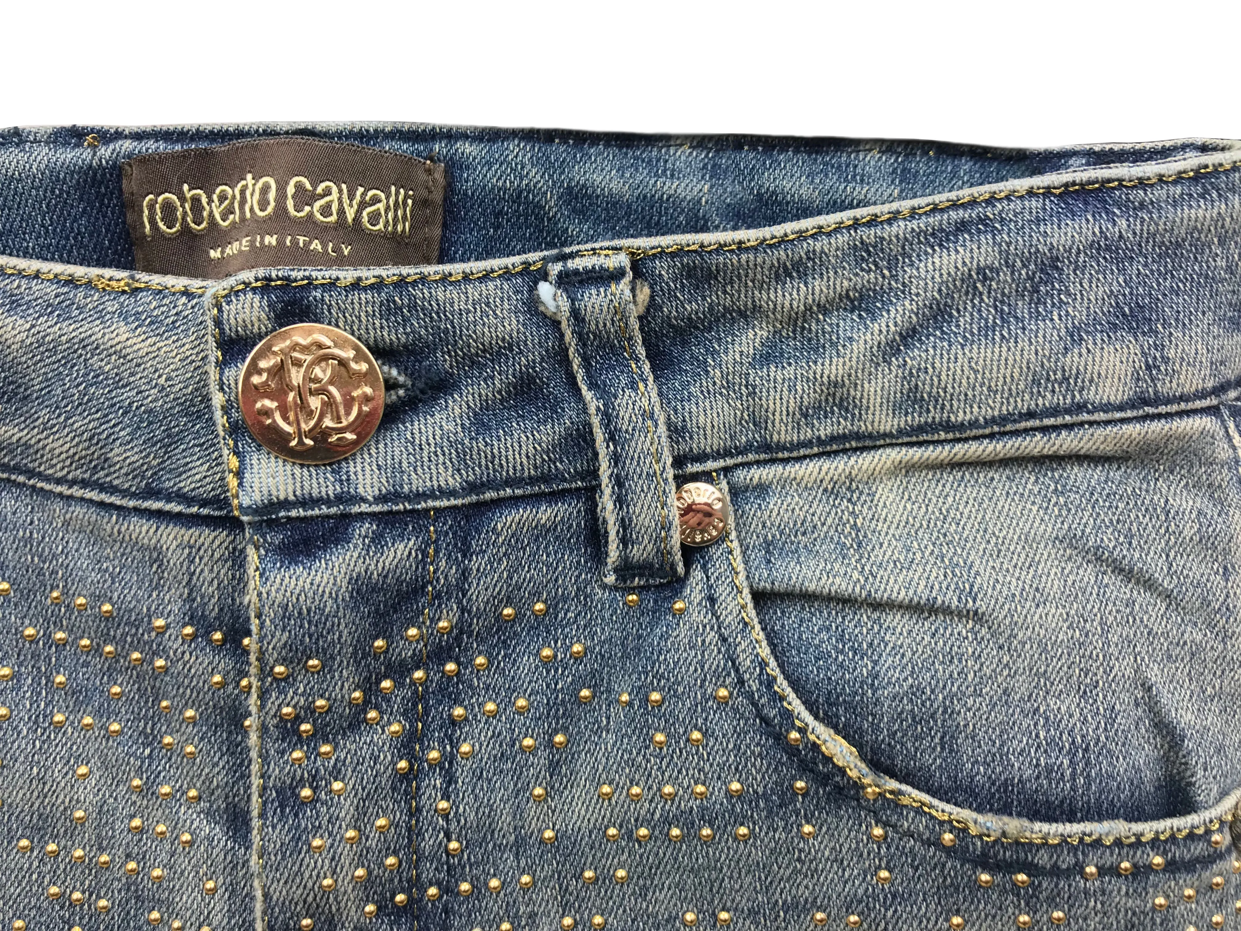 Roberto Cavalli Girl Studded Denim Jeans with adjustable waist