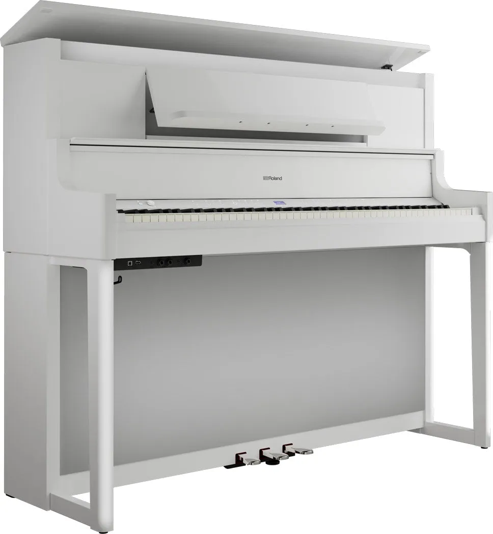 Roland LX-9-PW Digital Upright Piano Polished White Bundle