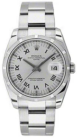 Rolex - Date 34mm Engine Turned Bezel - Oyster Bracelet