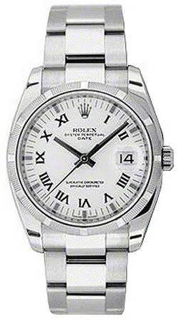 Rolex - Date 34mm Engine Turned Bezel - Oyster Bracelet