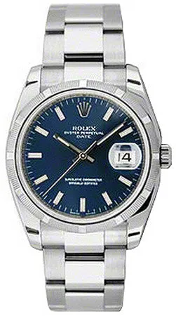 Rolex - Date 34mm Engine Turned Bezel - Oyster Bracelet
