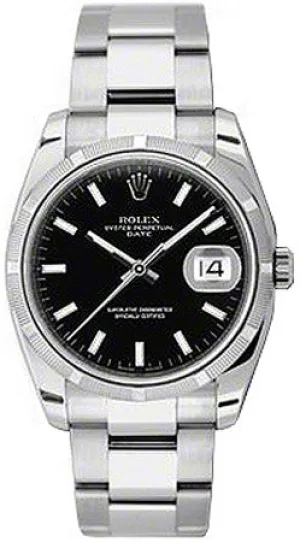 Rolex - Date 34mm Engine Turned Bezel - Oyster Bracelet