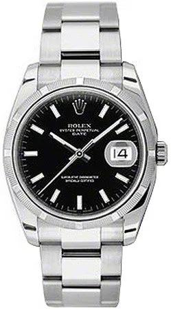 Rolex - Date 34mm Engine Turned Bezel - Oyster Bracelet