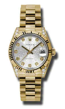 Rolex - Datejust 31mm - Gold President Yellow Gold - Fluted Bezel - Diamond Case