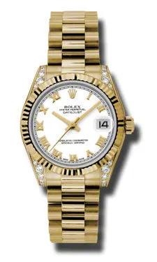 Rolex - Datejust 31mm - Gold President Yellow Gold - Fluted Bezel - Diamond Case