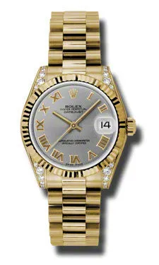 Rolex - Datejust 31mm - Gold President Yellow Gold - Fluted Bezel - Diamond Case