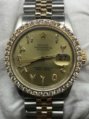 Rolex Datejust 36mm 16013 Custom Diamond Dial Automatic Watch