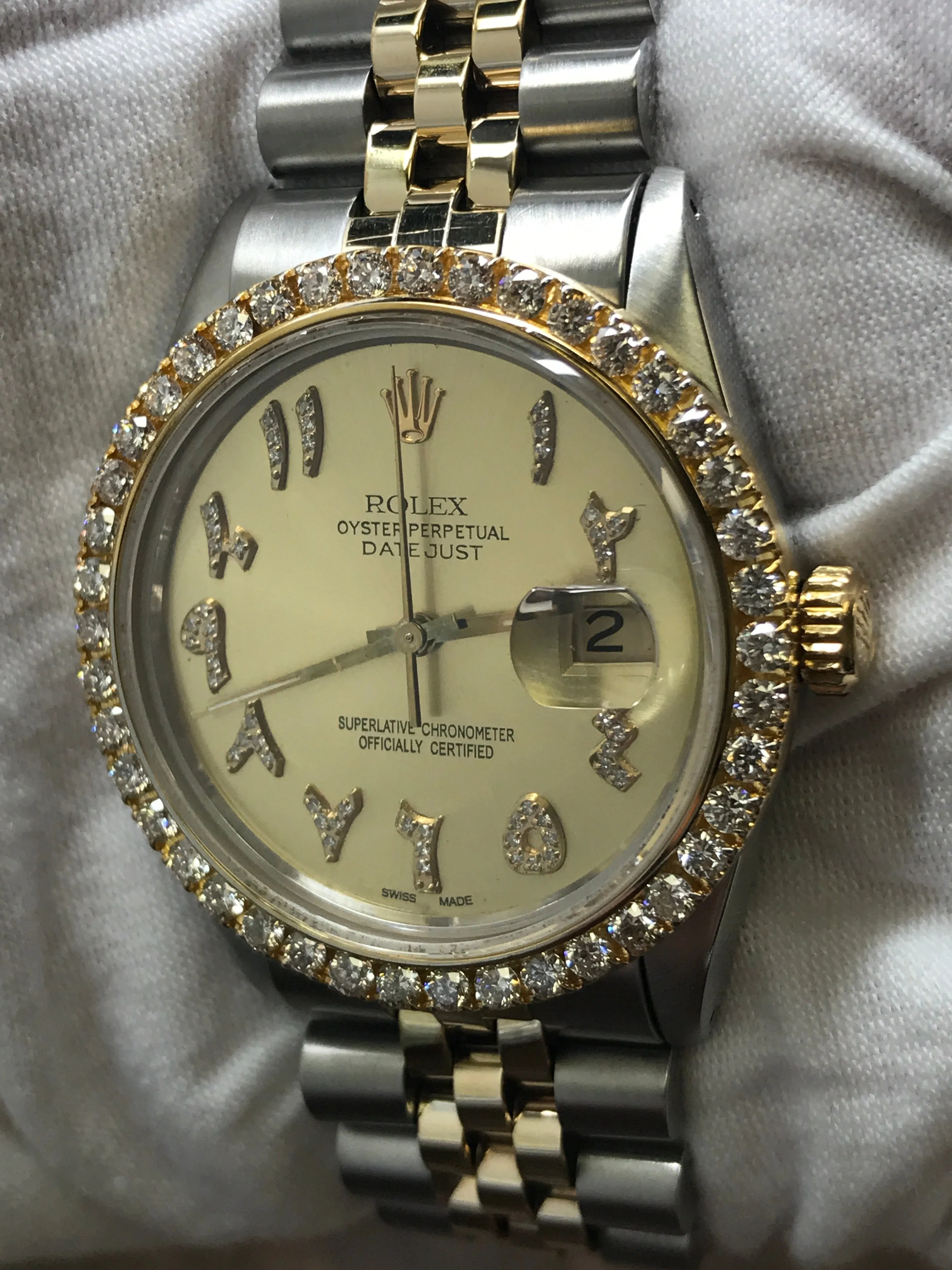 Rolex Datejust 36mm 16013 Custom Diamond Dial Automatic Watch