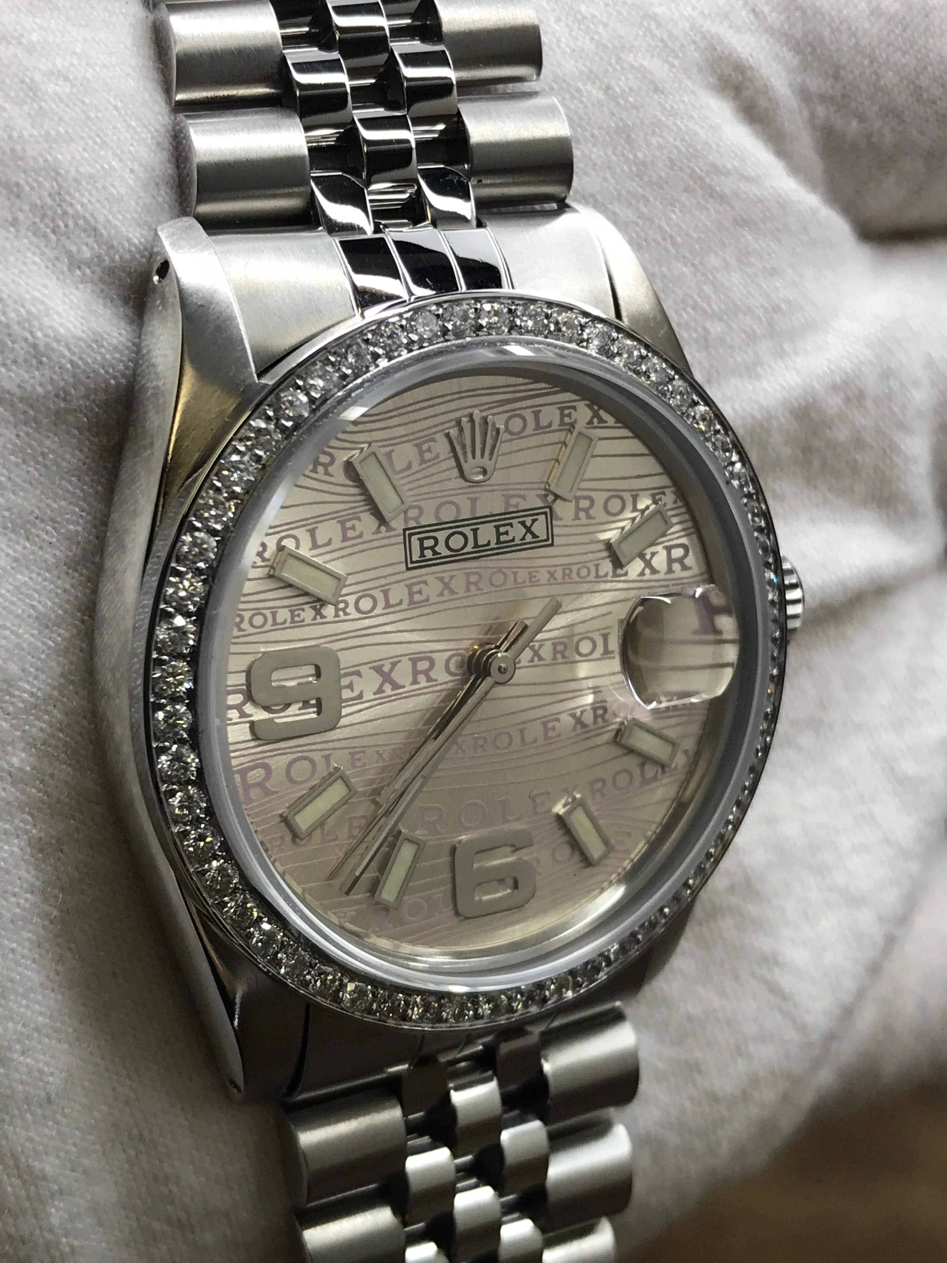 Rolex Datejust 36mm 16014 Custom Silver & Pink Dial Automatic Watch