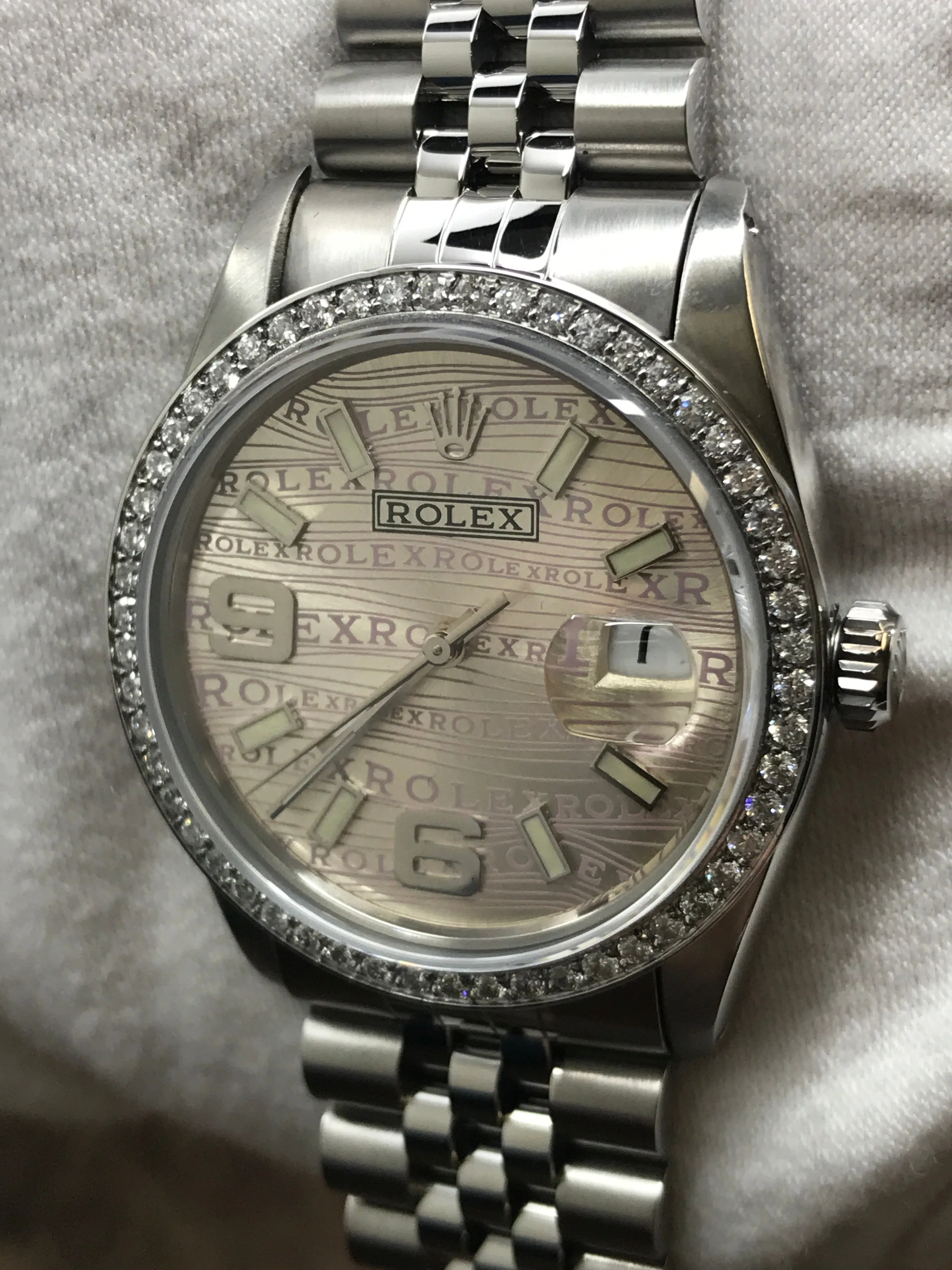 Rolex Datejust 36mm 16014 Custom Silver & Pink Dial Automatic Watch