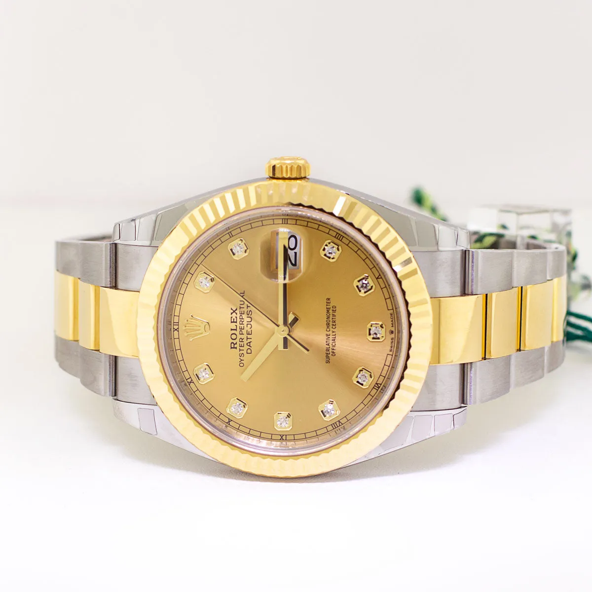 Rolex Datejust 41mm 18K Yellow Gold & Steel Champagne Diamond Dial & Fluted Bezel 126333