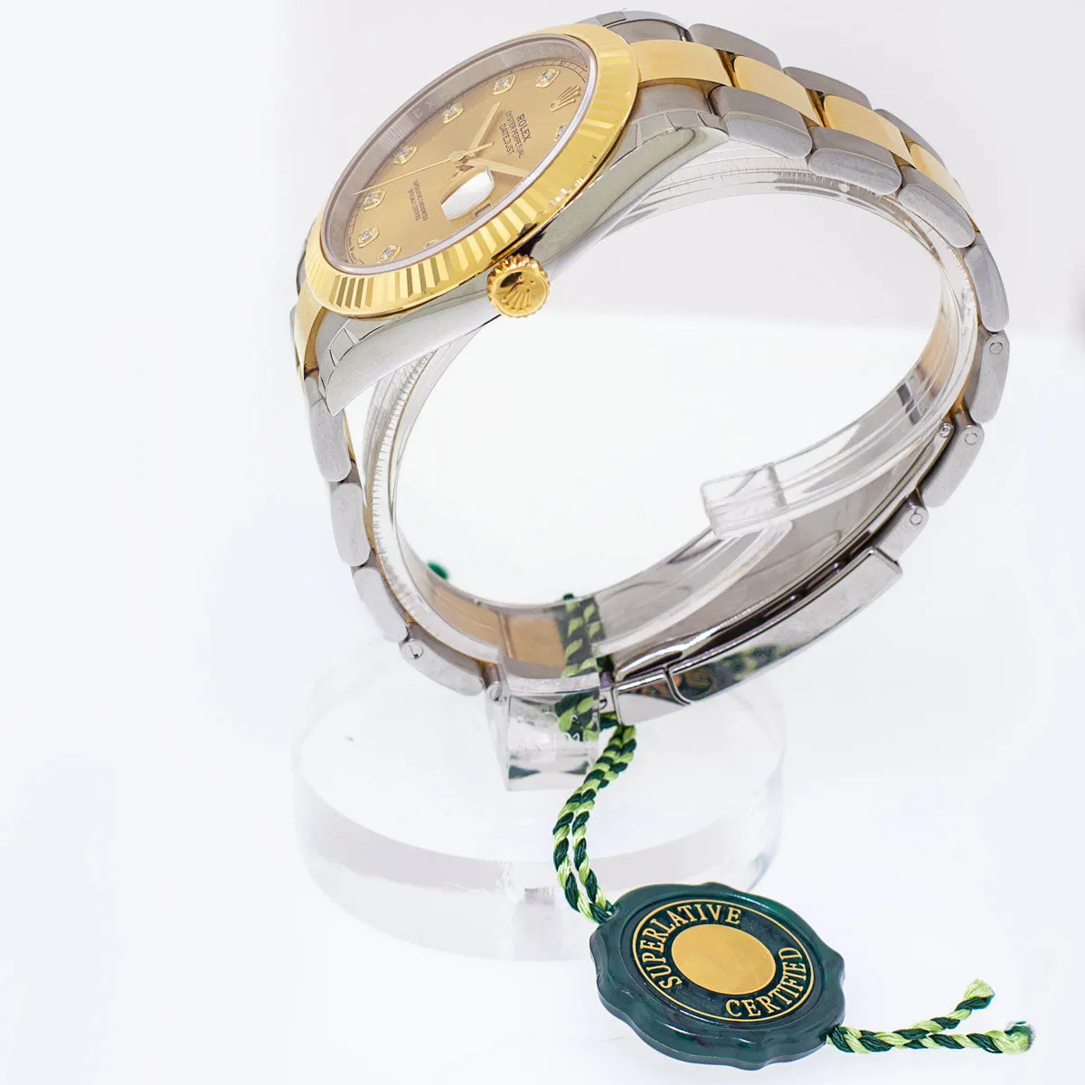 Rolex Datejust 41mm 18K Yellow Gold & Steel Champagne Diamond Dial & Fluted Bezel 126333