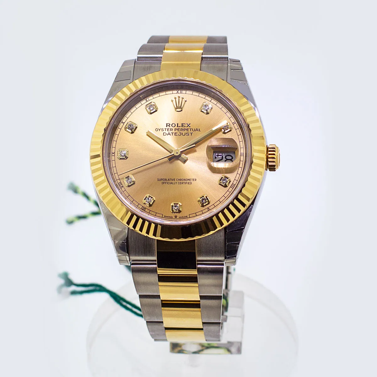 Rolex Datejust 41mm 18K Yellow Gold & Steel Champagne Diamond Dial & Fluted Bezel 126333