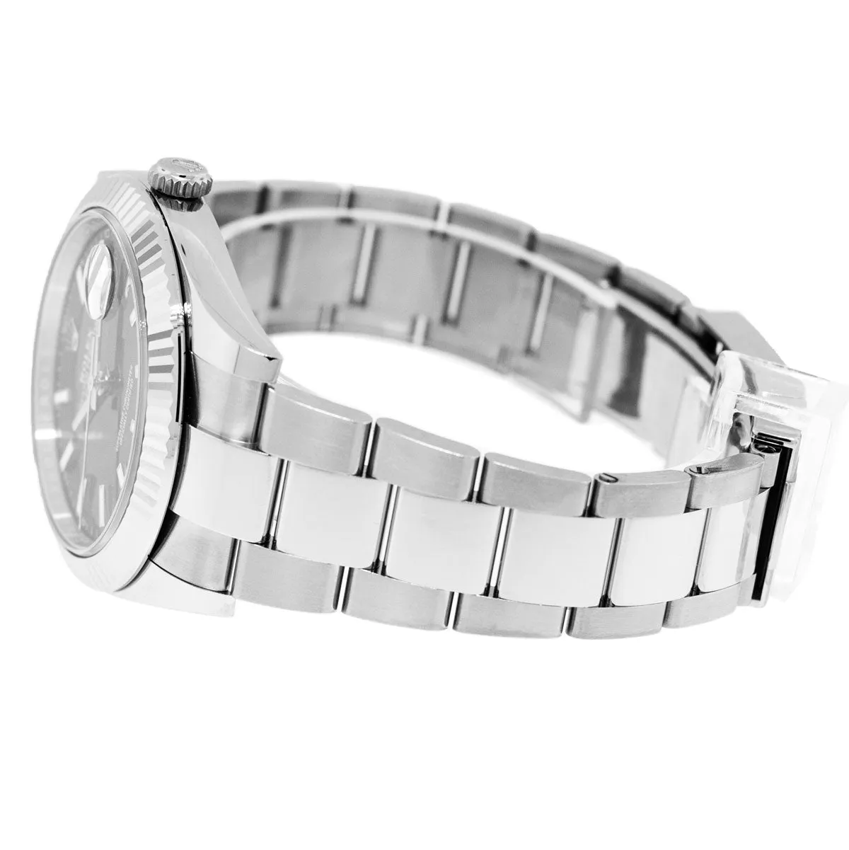 Rolex Datejust II 41mm Stainless Steel Black Index Dial 18K White Gold Fluted Bezel 126334