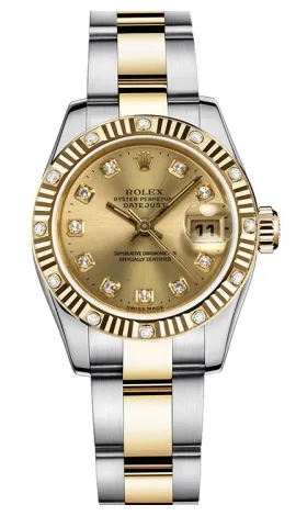 Rolex - Datejust Lady 26 - Steel and Yellow Gold - 12 Diamond Bezel