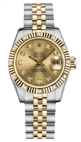 Rolex - Datejust Lady 26 - Steel and Yellow Gold - 12 Diamond Bezel