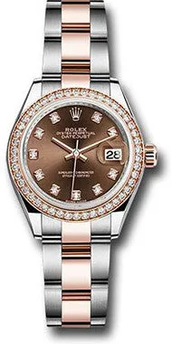 Rolex - Datejust Lady 28 - Stainless Steel and Everose Gold - Diamond Bezel