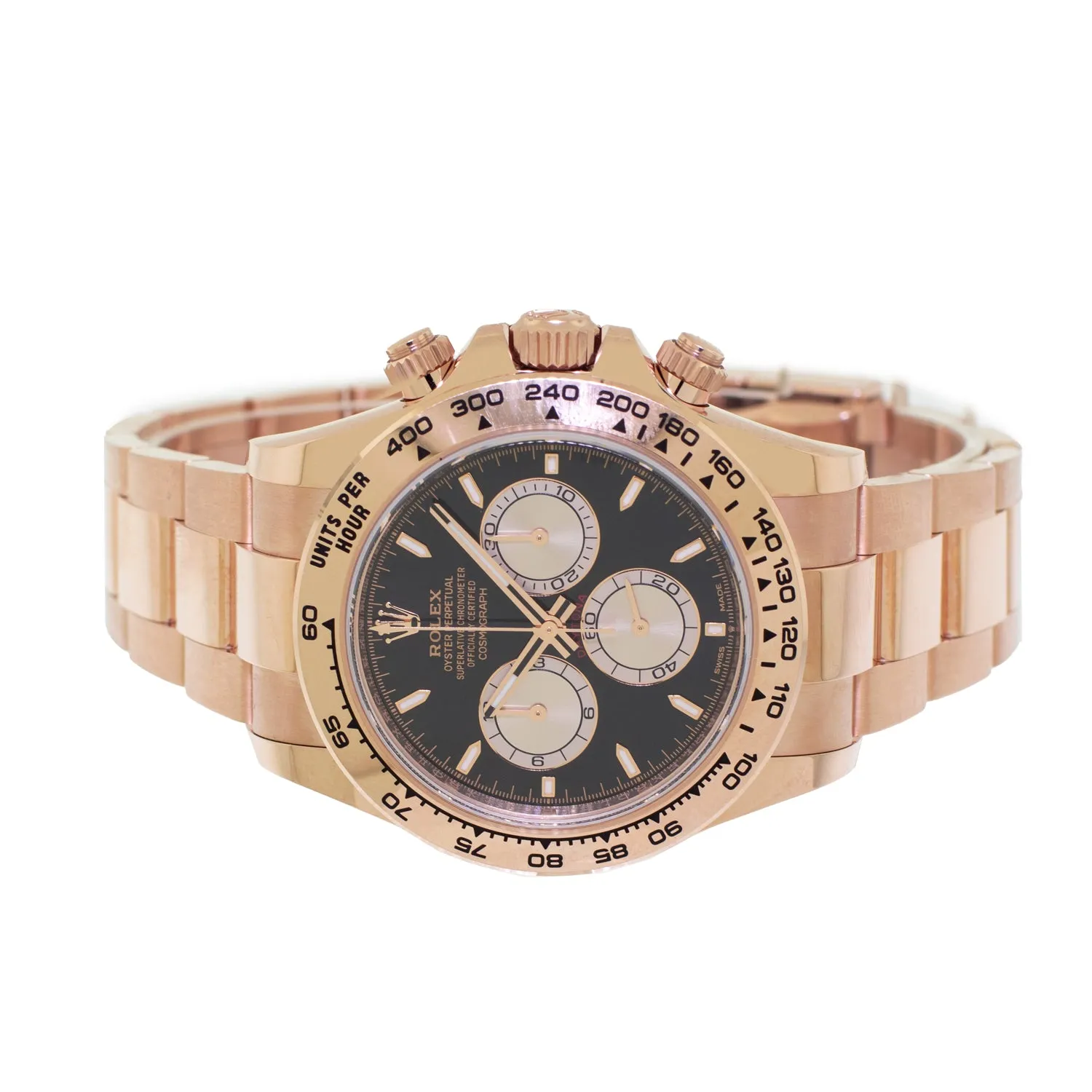 Rolex Daytona 40mm Everose Gold Black Index Dial & Gold Bezel 126505