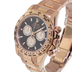 Rolex Daytona 40mm Everose Gold Black Index Dial & Gold Bezel 126505