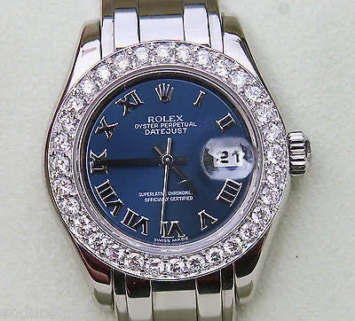 ROLEX LADIES PEARLMASTER MASTERPIECE WATCH WHITE GOLD 80319 DIAMOND BEZEL